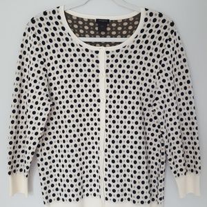 Ann Taylor Button-down Polka--dot Cardigan Size L